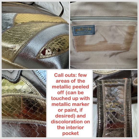🛑 SOLD!!! 🛑 Palizzio Vintage Metallic Faux Reptile Leather Crossbody Bag - Picture 4 of 11